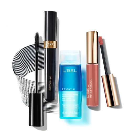 Set máscara de pestañas + desmaquillador bifásico + labial